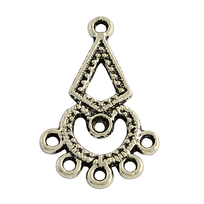 Tibetan Style Alloy Chandelier Components, Cadmium Free & Lead Free, 26x17x1mm, Hole: 2mm