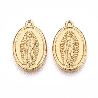 304 подвески из нержавеющей стали, ионное покрытие (ip), овал с подвесками Девы Марии