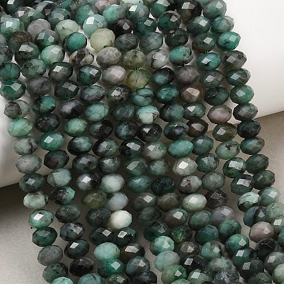 Натуральные изумрудные бисерные пряди, граненые, рондель