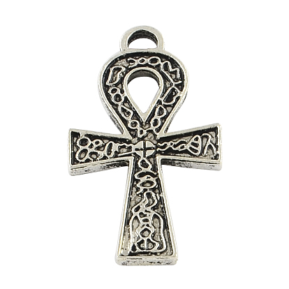 Тибетский стиль сплава Анк крест подвески, без кадмия и без свинца, 36x20x2 мм, Отверстие : 4x3 мм , около 303 шт / 1000 г