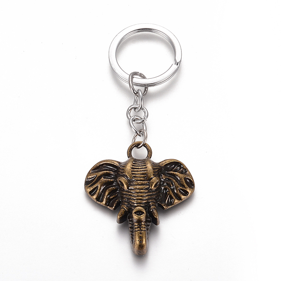 Alloy Keychain, with Iron Ring & Chain, Elephant