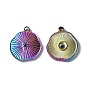 Ion Plating(IP) 304 Stainless Steel Pendant Rhinestone Settings, Flat Round