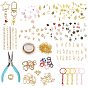 1 Bags DIY Keychain Kit, Alloy Enamel Pendants & Resin Pendants & Swivel Clasps & Curb Chain & Oval Link Chain & Jump Ring & Pliers, Golden