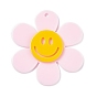 Opaque Acrylic Big Pendants, Sunflower with Smiling Face Charm