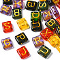 Liens multi-brins acryliques galvanisés transparents, pour la fabrication de bracelets élastiques, rectangle avec lettre mixte