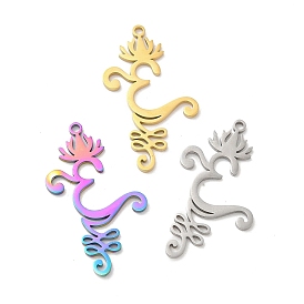 Ion Plating(IP) 304 Stainless Steel Pendants, Ohm/Aum with Lotus Charm
