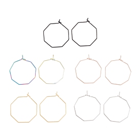 316 Stainless Steel Hoop Earrings Findings, Wine Glass Charms Findings, Octagon