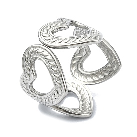 304 Stainless Steel Cuff Rings , Heart