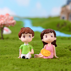 Mini couples en pvc, statuette, décorations de maison de poupée
