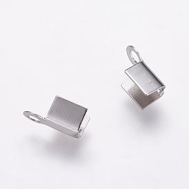 304 Stainless Steel Folding Crimp Ends, Fold Over Crimp Cord Ends
