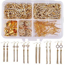 SUNNYCLUE DIY Earring Making, with Brass Cord Ends, Brass Rhinestone Strass Chains, Alloy Rhinestone Links and Brass Earring Hooks