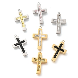 304 Stainless Steel Rhinestone Charms, Cross Charm