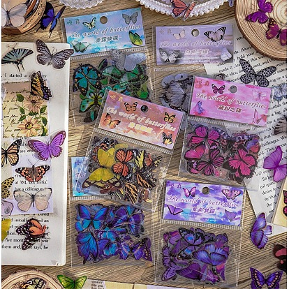 3D PET Adhesive Waterproof Stickers Set, Butterfly, for DIY Photo Album Tumbler Diary Scrapbook Decorative