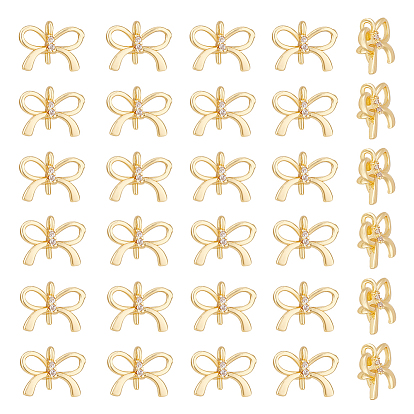 30шт. латунные подвески-прищепки для чашек, за половину пробурено бисера, с кубического циркония, бантом