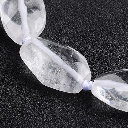 Nuggets Natural Quartz Crystal Beads Strands, 25~31x17~21x7~12mm, Hole: 1mm, about 12pcs/strand, 16 inch