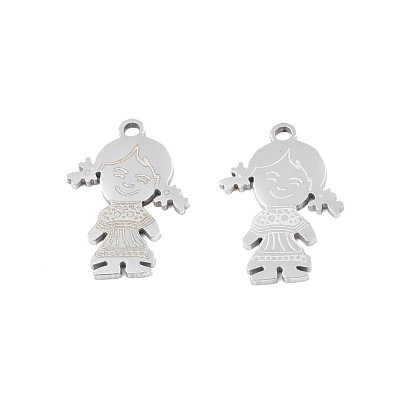 201 Stainless Steel Pendants Ion Plating(IP), Girl