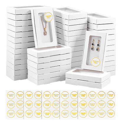 60 шт. почтовые коробки для хранения из крафт-бумаги с видимым окном, бумажные упаковочные ящики для транспортировки, прямоугольные, с 5 листами самоклеящиеся этикетки наклейки