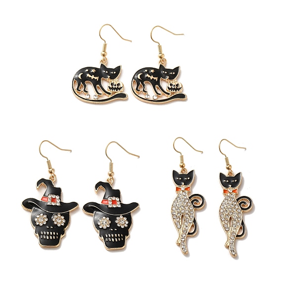 Серьги с подвесками из золотого сплава на Хэллоуин, с Rhinstone