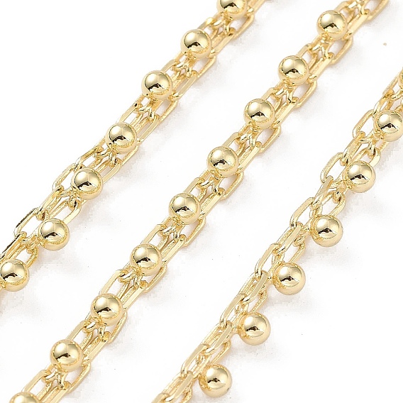 Rack Plating Brass Chains, Long-Lasting Plated, Soldered, with Spool, Lead Free & Cadmium Free, Round