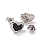 Heart 304 Stainless Steel Acrylic Stud Earrings, with Ear Nut