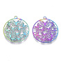 Ion Plating(IP) 201 Stainless Steel Filigree Pendants, Etched Metal Embellishments, Ring with Butterfly