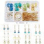 DIY Dangle Earring Making Kits, Including Glass Pendants, Brass Cable Chains & Linking Rings & Earring Hook & Jump Rings & Pins, Glass Pearl Beads and Alloy & Iron Link Connectors