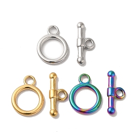 Ion Plating(IP) 304 Stainless Steel Toggle Clasps, Ring