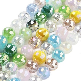 Electroplate Glass Bead Strands, Faceted, Round
