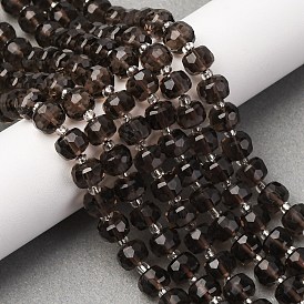 Натуральные ледяные обсидиановые бусинки, рондель, с бисером, граненые