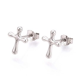 925 стерлингового серебра серьги стержня, крестик