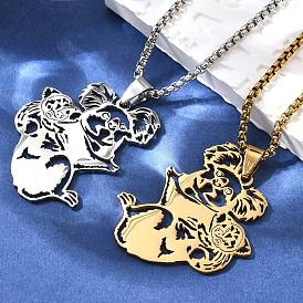 201 ожерелья из нержавеющей стали с подвеской в виде матери и ребенка-коалы, выполненные лазерной резкой, для женщин и мужчин