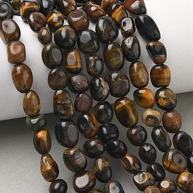 Dyed Natural Yellow and Blue Tiger Eye Beads Strands, Dyed, Tumbled Stone, Nuggets