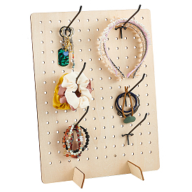 1 набор прямоугольных деревянных подставок для сережек с наклонной спинкой, с 6 железными вешалками с крючками, крючок для полки супермаркета