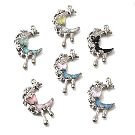 Подвески из эмали и сплава, луна, со сверлом для смолы