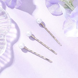 Заколки для волос, с фурнитурой в виде железных шпилек для волос и кабошонами из искусственного жемчуга из АБС-пластика