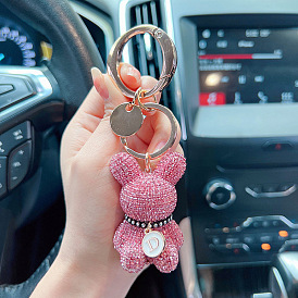 Cute Bunny Keychain with Sparkling Rhinestones for Women's Car Keys - Lovely and Delicate Gift