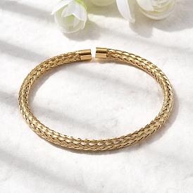 Плетеные 304 браслеты-манжеты из нержавеющей стали для женщин, ионное покрытие (ip)