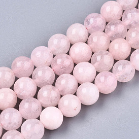 Perles naturelles de quartz brins, imitation quartz rose, teint, ronde