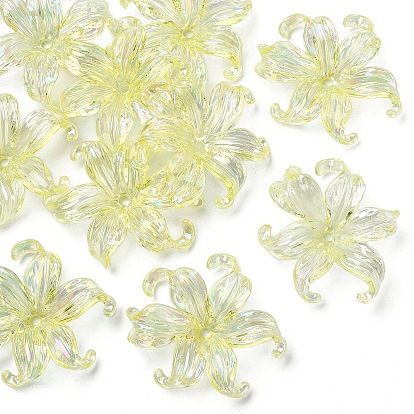 10 шт. УФ-покрытие радужных пластиковых бусин, цветок