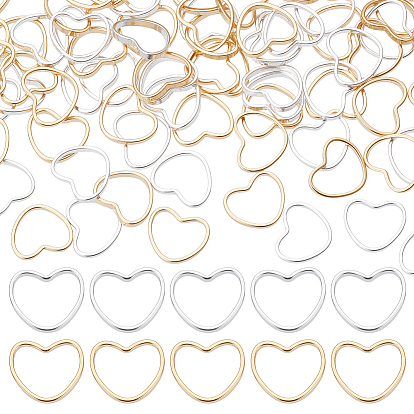 100шт 2 цвета латунные соединительные кольца, долговечный, сердце