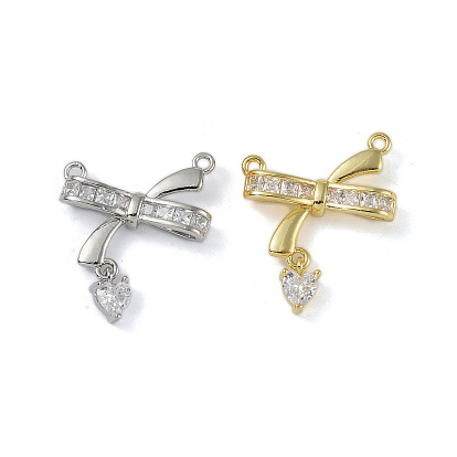 Rack Plating Brass Pendant, with Cubic Zirconia, Lead Free & Cadmium Free, Long-Lasting Plated, Bowkont