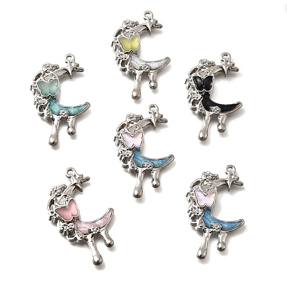 Подвески из эмали и сплава, луна, со сверлом для смолы