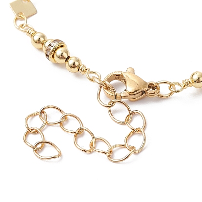 Rhombus Brass Link Bracelet Making, with Lobster Claw Clasp, Fit for Connector Charms