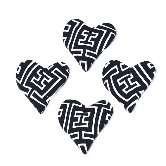 Handmade Polymer Clay Pendants, Heart