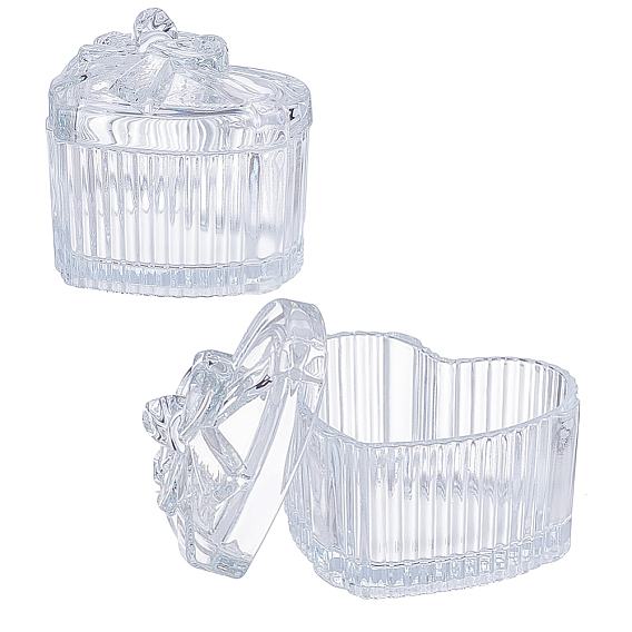 Heart-Shaped Glass Storage Box with Bow