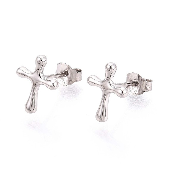 925 стерлингового серебра серьги стержня, крестик