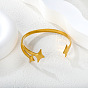 304 Stainless Steel Open Cuff Bangles, Star