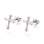 925 стерлингового серебра серьги стержня, крестик