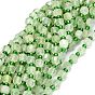 Grade AA Natural Prehnite Beads Strands, with Seed Beads, Faceted, Bicone, Double Terminated Point Prism Beads