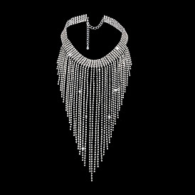 1ожерелье-нагрудник с железными стразами из ПК и теннисными цепочками